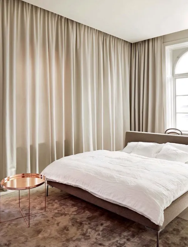 Bedroom Silk Grey Curtains Dubai Service