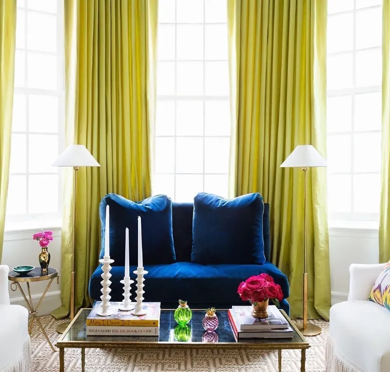Silk Yellow Drapes Dubai Service
