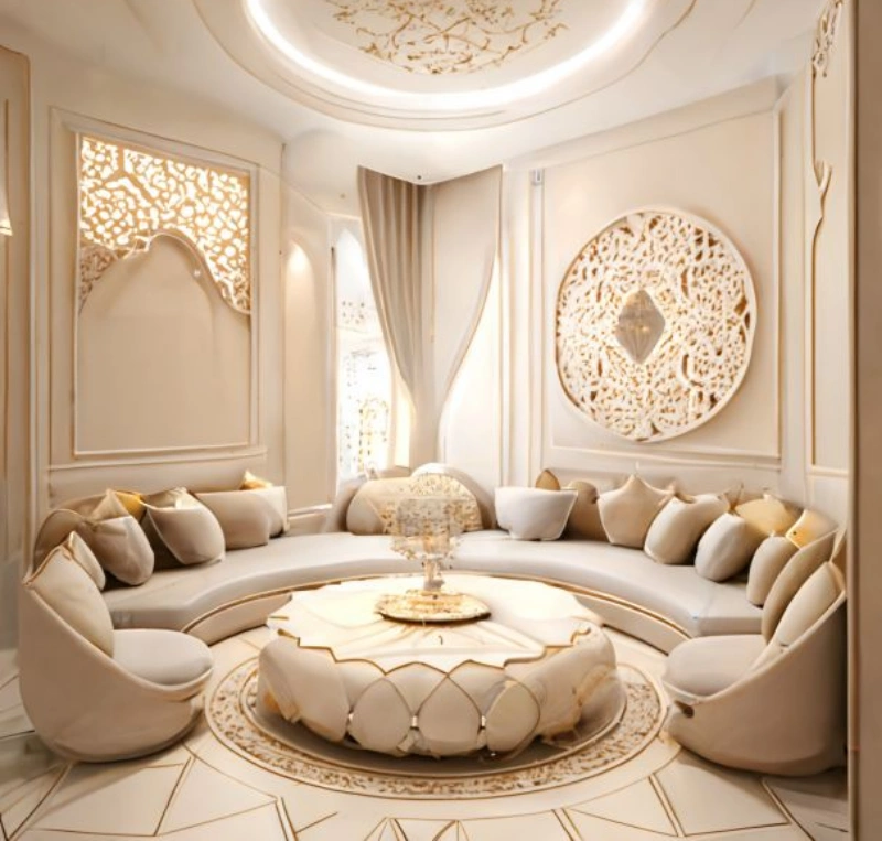 Arabic majlis Dubai with traditional patterns